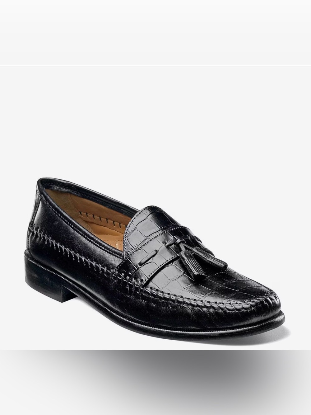 Florsheim Black Croc-Embossed Tassel Loafer